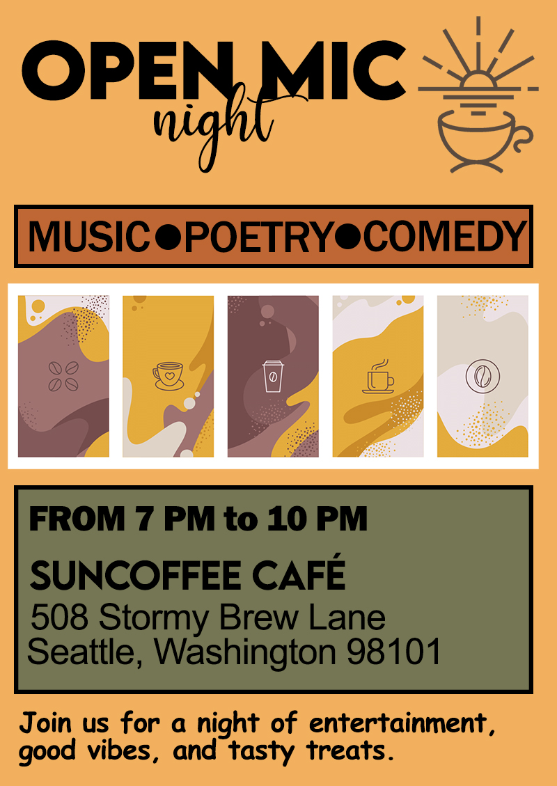 Coffee Shop Open Mic Night Postcard